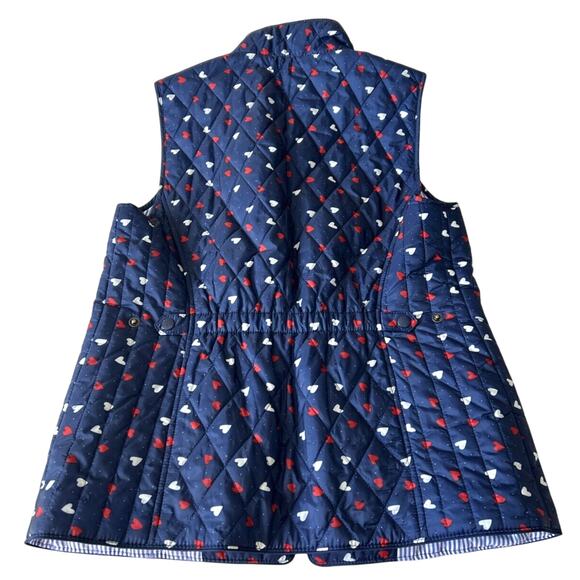 Talbots Diamond Quilted Vest Women’s Sz S Heart Print Zip Pockets Elastic Waist - Picture 2 of 8